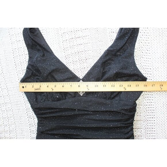 Vtg S.L. Fashions Babydoll Black mini Dress Size 6P Strappy Y2K Whimsigoth Shiny - Picture 2 of 10